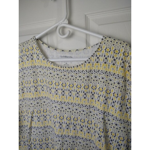 $ Croft And Barrow Short Sleeve Yellow White Grey Classic Tee. Size 2X - Picture 4 of 9